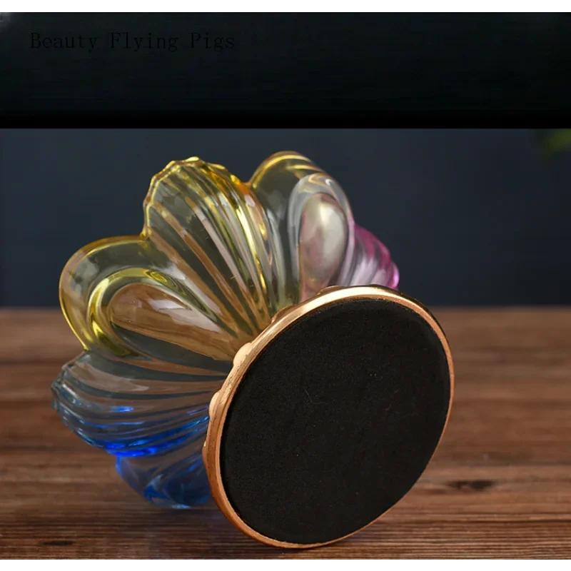 1PCS Glass Alloy Lotus Flower Fruit Tray for Household Use Buddha High Foot Fruit Tray Living Room Decoration Feng Shui Ornament