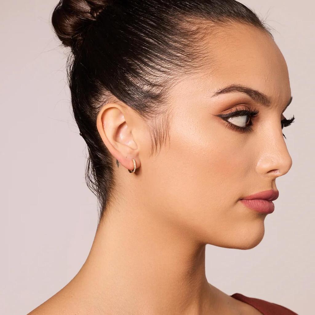 Gold-Plated Silver Hoop Earrings with Cubic Zirconia