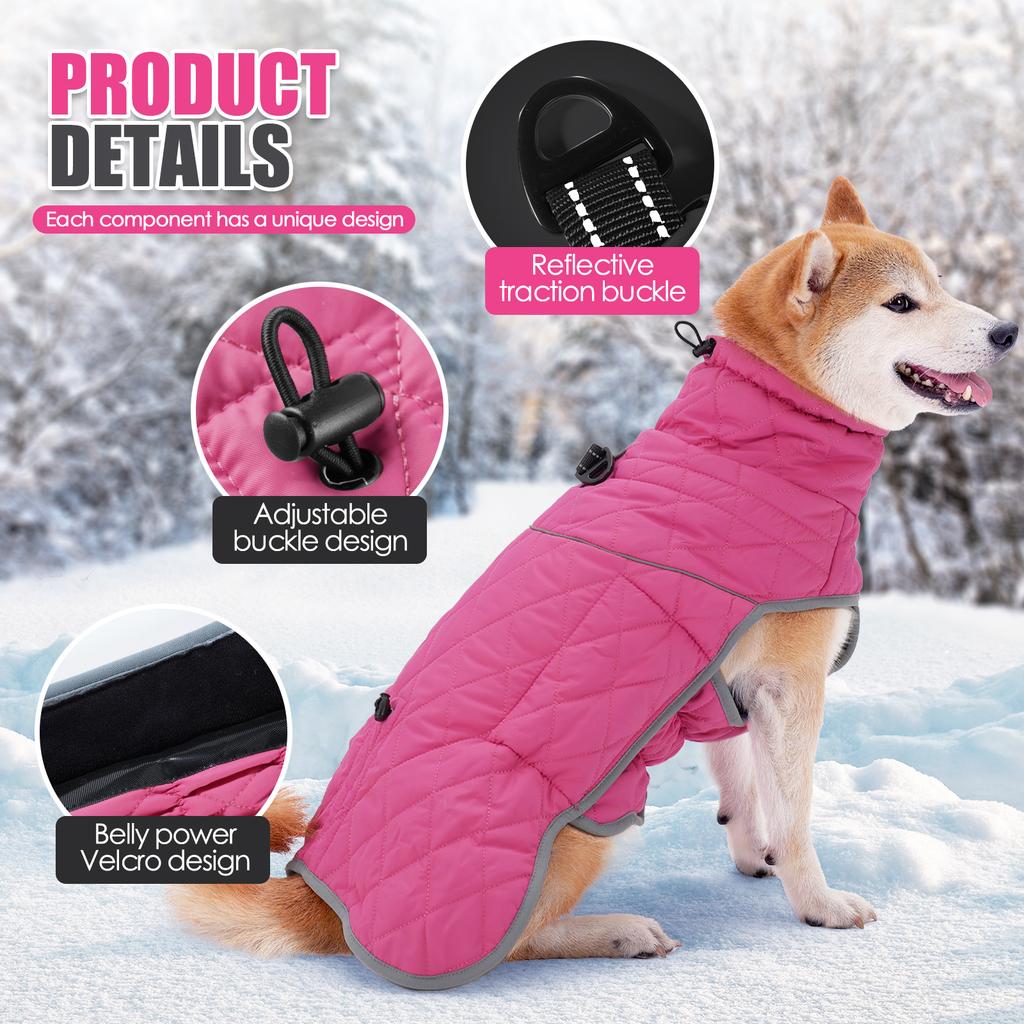 Warm Dog Coat Reflective Fleece Vest,Dog Jacket with Adjustable Buckle Windproof Cold Weather Coats for Small Medium Large Dogs