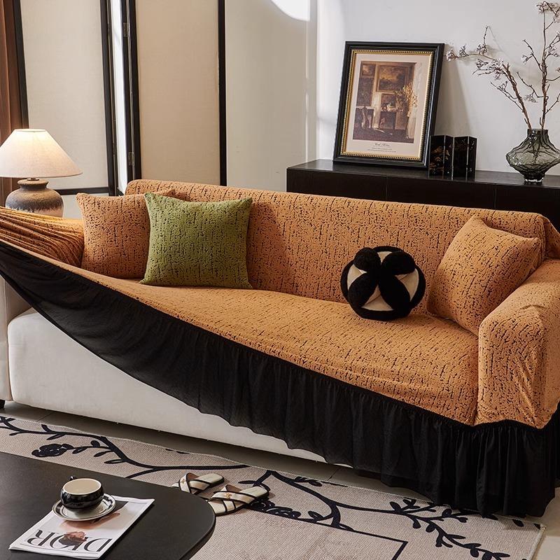 A New Model Room Full Fabric Sofa Seat Cushion with A Light Luxury Style and A High End Feel Featuring A Fixed Anti Slip Leather Sofa Cover