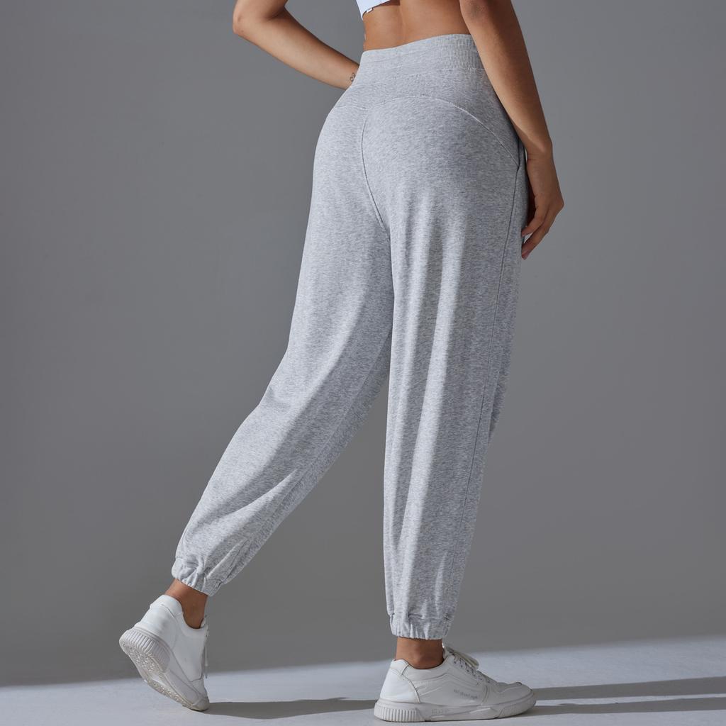 European and American New Drawstring Leggings Women's Casual Loose Sports Pants Yoga Fitness Running Pocket Pants Home Sweatpants