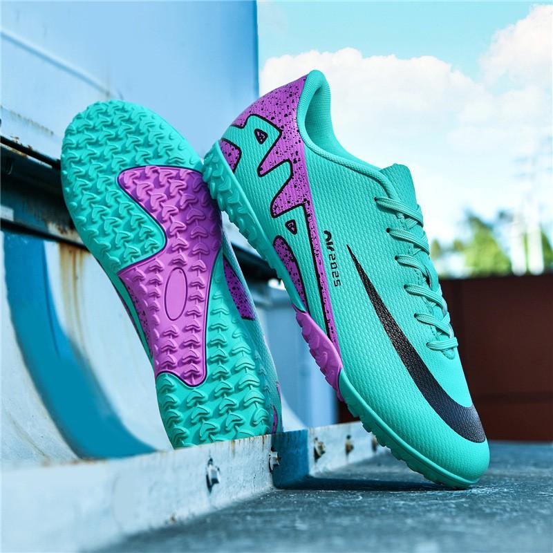 Youth Adult Soccer Cleats TF Turf Shoes Grass Artificial Field Training Competition Low Cut Synthetic Leather