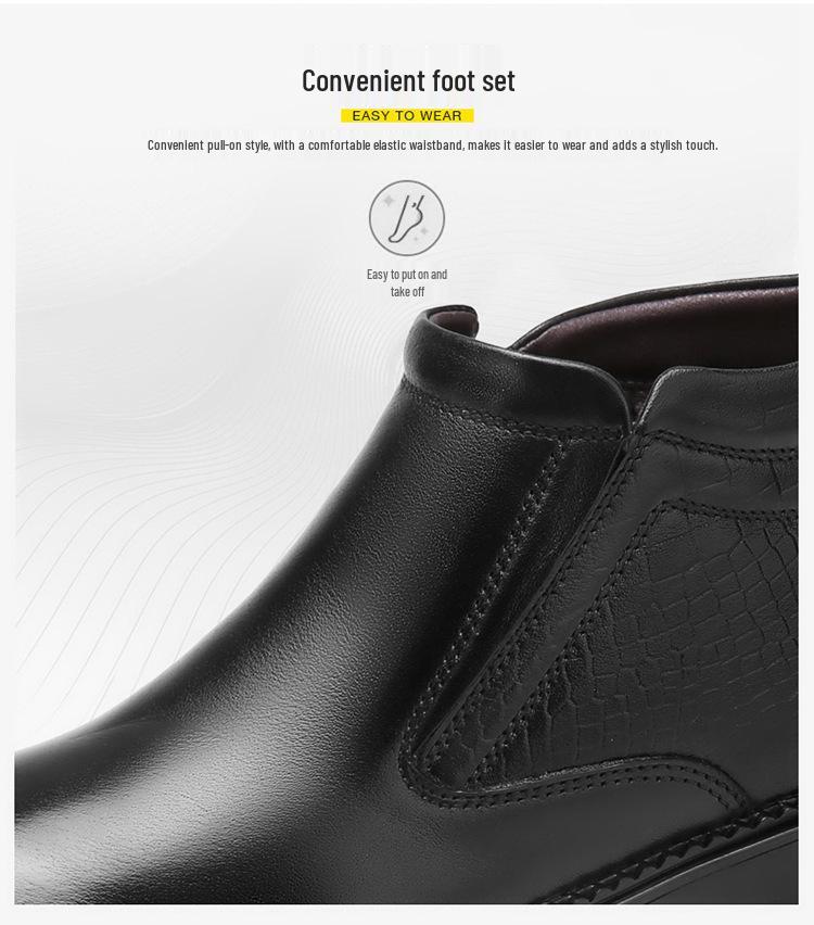 Men's High-Top Chelsea Ankle Boots - Slip-On, Leather, Casual Winter Workwear.