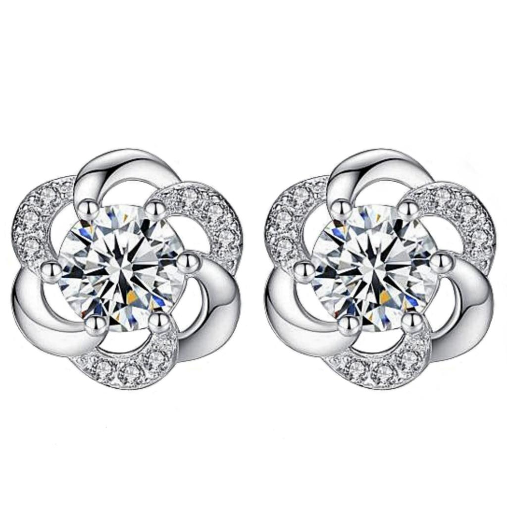 Korean Elegant Four-Leaf Clover Narcissus Stud Earrings - Simple and Chic