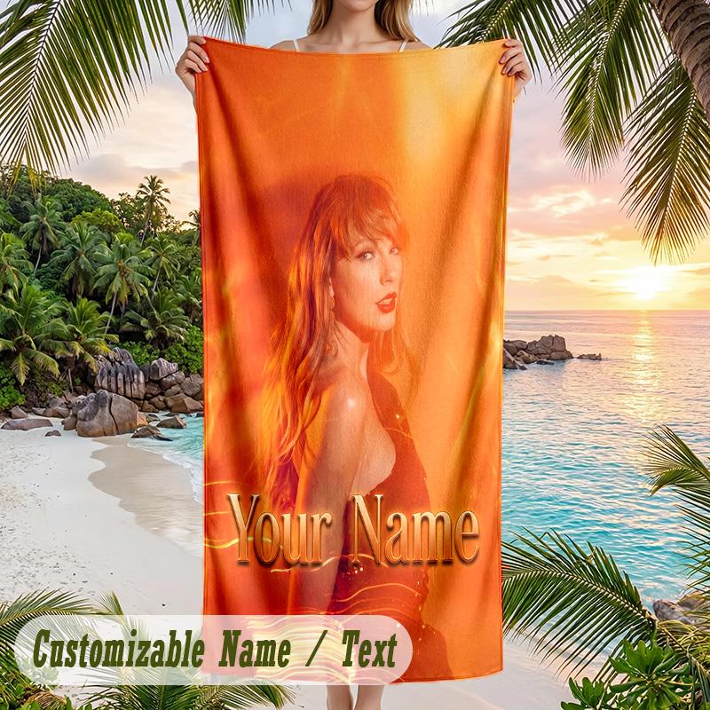Taylor Swift Strandtuch, Personalisiert mit individuellem Namenstext, Schnelltrocknendes, Großes, Saugfähiges Handtuch für Strand und Pool