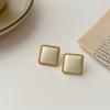 Korea Temperament White Geometry Ellipse Square Acrylic Stud Earrings for Women Trend Charms Piercing Jewelry Accessories Gifts