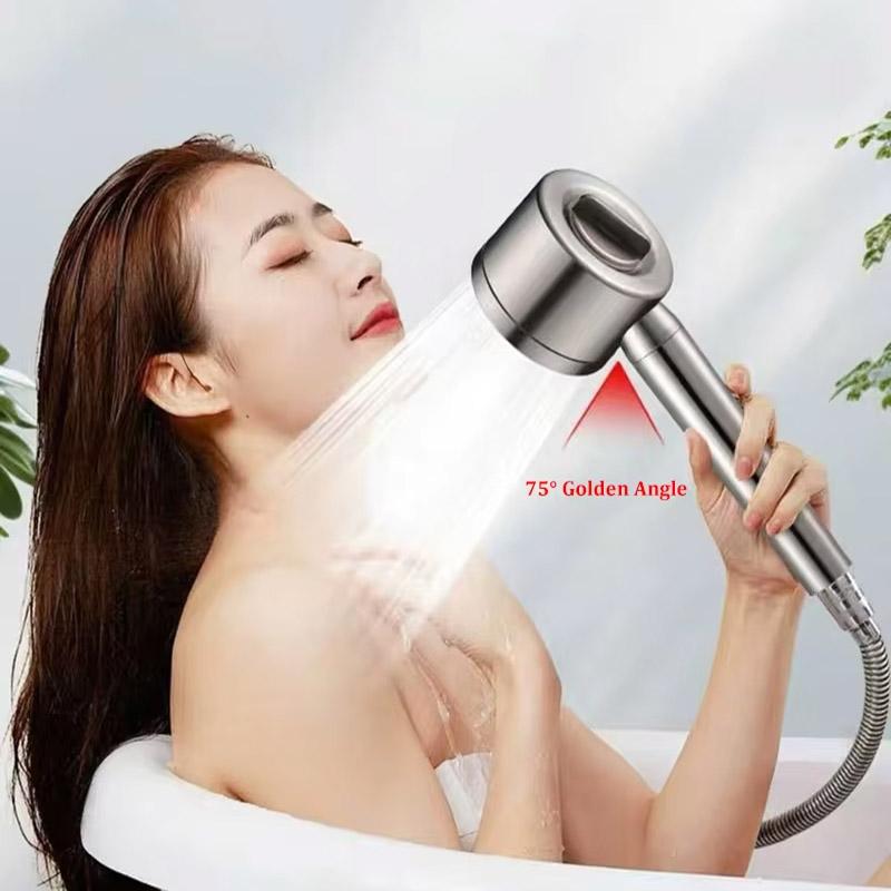304 Stainless Steel Three-Speed Pressure-Boosting Shower Head Household Shower Set Rainfall Shower Head Bathroom Accessories