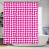 Pink White Plaid Bath Rug Mat Set Decorative Non-Slip Bathroom Rugs Waterproof Shower Curtain