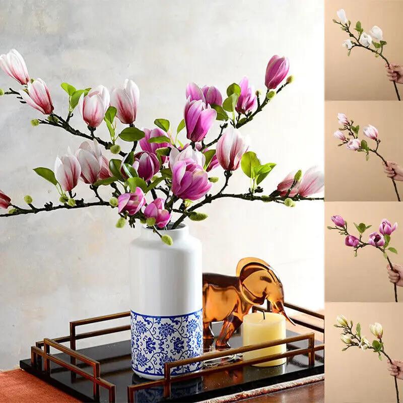 High Imitation Film Hand Feeling Magnolia Flowers Simulation Flowers Fake Flowers Decorative Living Room Entrance Table Ornament