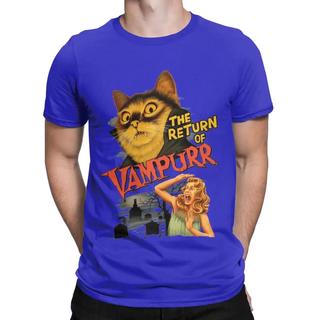 The Return Of Vampurr T-Shirt for Men Halloween Cat Pure Cotton Tee Shirt Round Collar Short Sleeve T Shirts Plus Size Clothes
