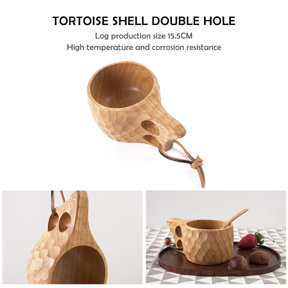 200ml Nordic Style Handmade Wooden Cup Portable Travel Coffee Cup Camping Hiking Survival Tea Cup