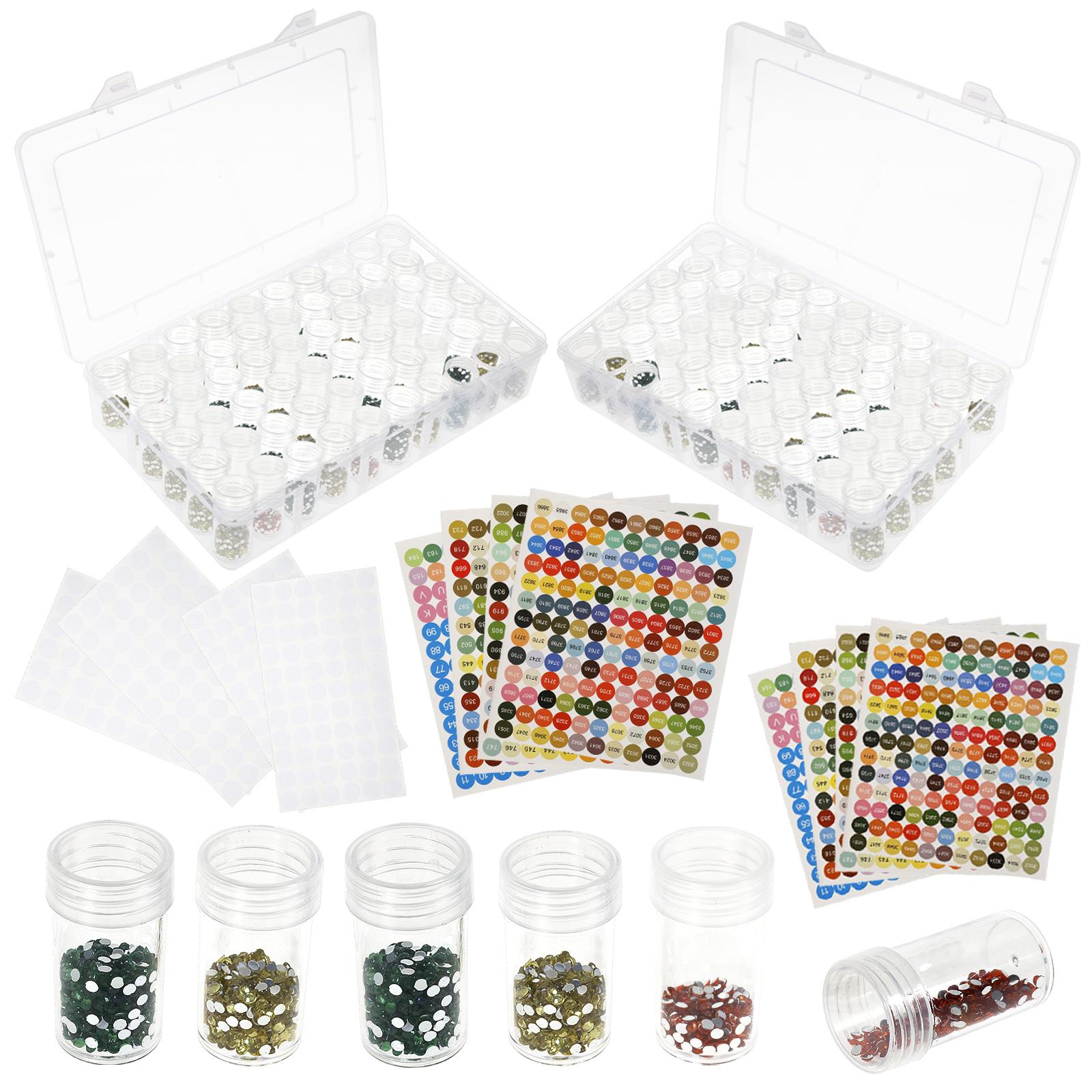 

2Pcs 60 Grids Bead Storage Box Portable Jewelry Diamond Gems Art Bead Painting Organizing Container Transparent DIY