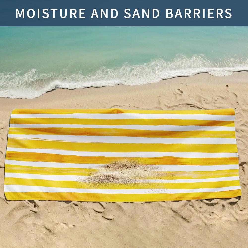 Serviette de plage rayée en microfibre absorbante serviette de sport impression numérique séchage rapide serviette de bain