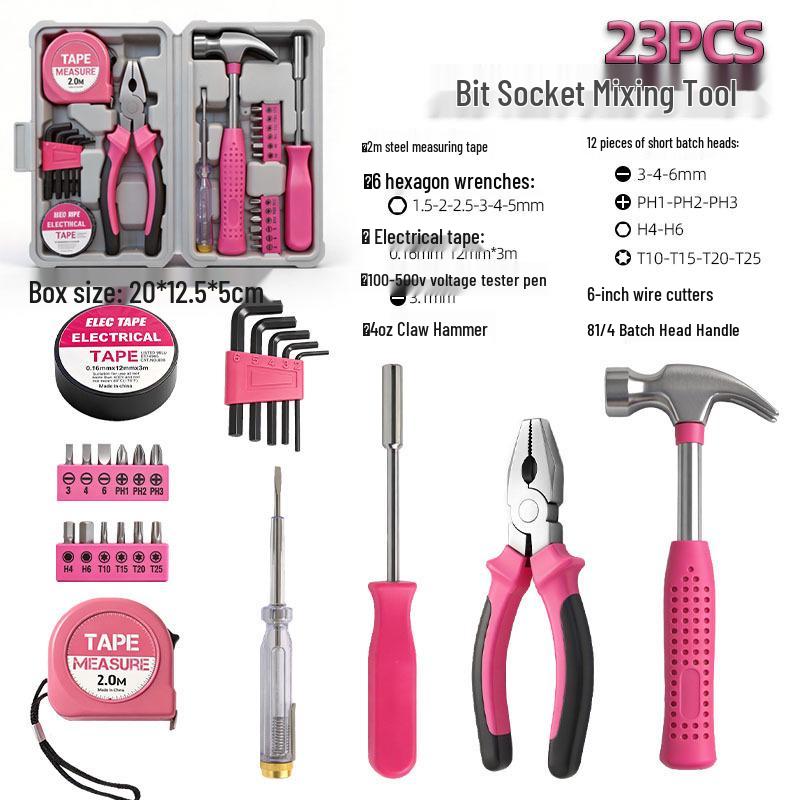 Yunbei 39-Piece Pink & Blue Home and Auto Repair Tool Set