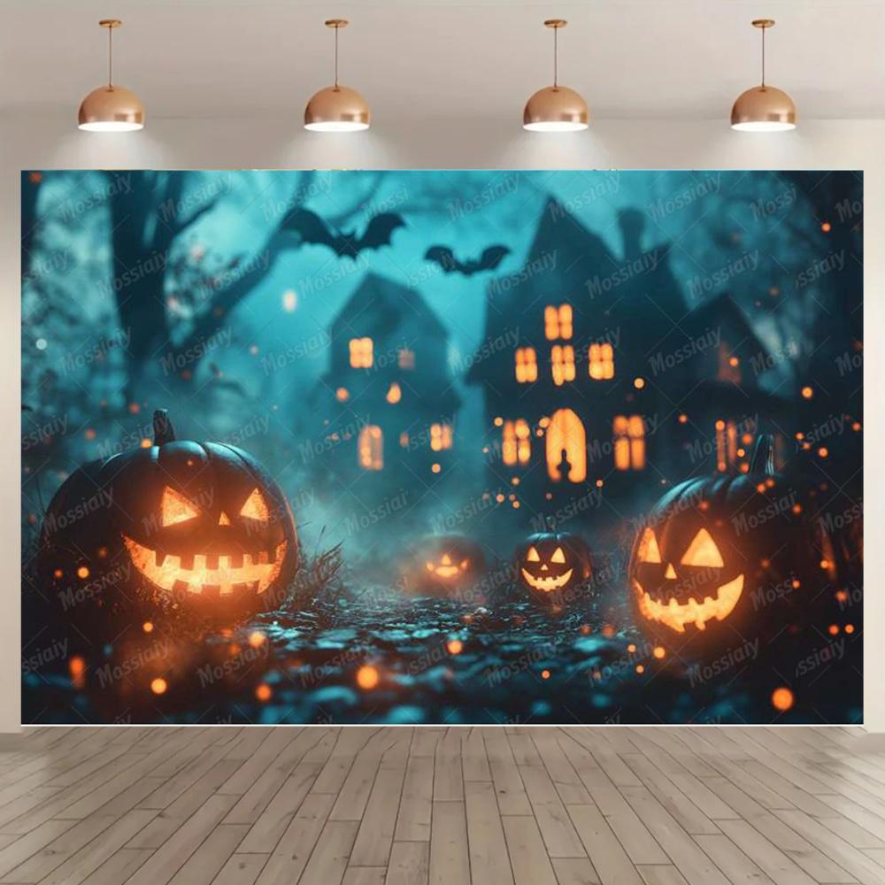 Cartoon Castle Theme Halloween Party Background Decoration Banner Halloween Party Decoration Supplies Photography Props199