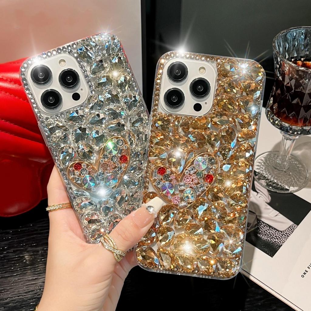 Love Bling Rhinestone Diamond Flowers Case For Samsung S23 S22 Ultra S21 S20 FE A14 A24 A34 A54 A13 A23 A33 A53 A12 A22 A32 A52 /iphone Glitter Cover