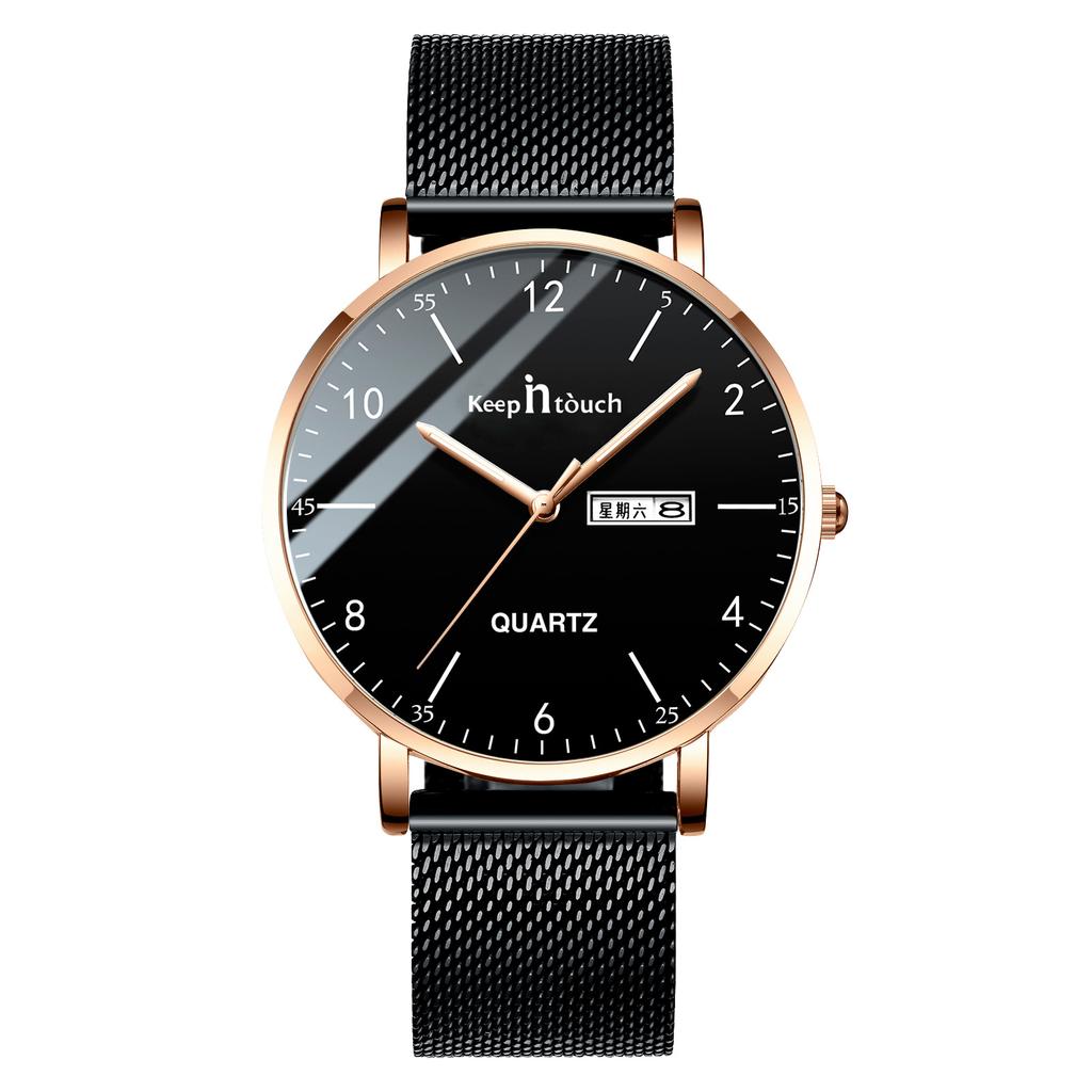 Silent Ultra-thin Men's Watch for Junior and High School Exams Men's Luminous Waterproof Quartz Watch for Young and High School Students