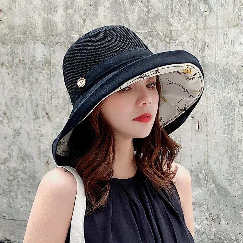 Summer Mesh Sun Hats for Women UV Protection Wide Brim Packable Beach Bucket Hat