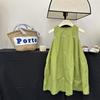 Ärmelloses Baby-Mädchen Prinzessinnenkleid im koreanischen Stil mit Schleife - Sommer Einfarbig
