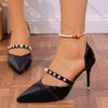 Fashion Comemore Pearl Decor High Heel Pumps Women Pointed Toe Stiletto Heel Banquet Party Shoe Woman Elegant Patent Leather Heels Women