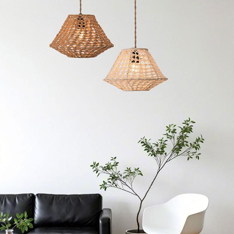 1PC Macrame Pendant Boho Chic Handmade Hotel Room Lighting Fixture Bohemian Homestay 30x30x19.5cm