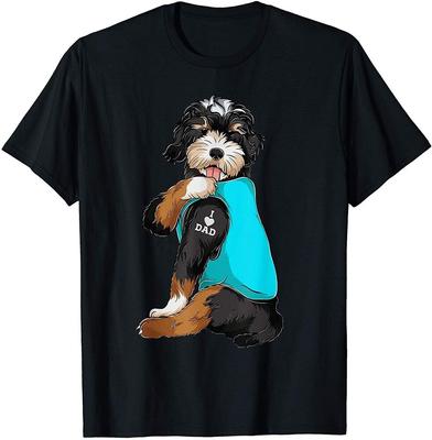 Bernedoodle J'aime papa tatouage vêtements chien papa papas T-Shirt unisexe