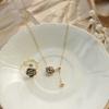 Black Rose Necklace Women'S Light Luxury Niche Design Retro Temperament Versatile Camellia Tail Ring