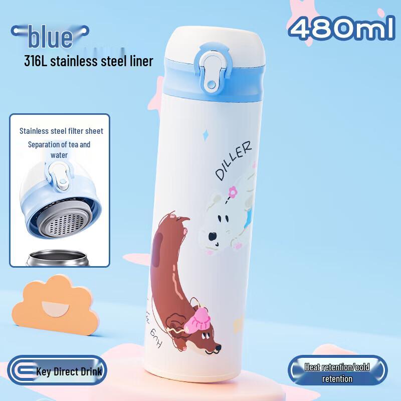 Diller Dachshund 480ML Insulated Water Bottle