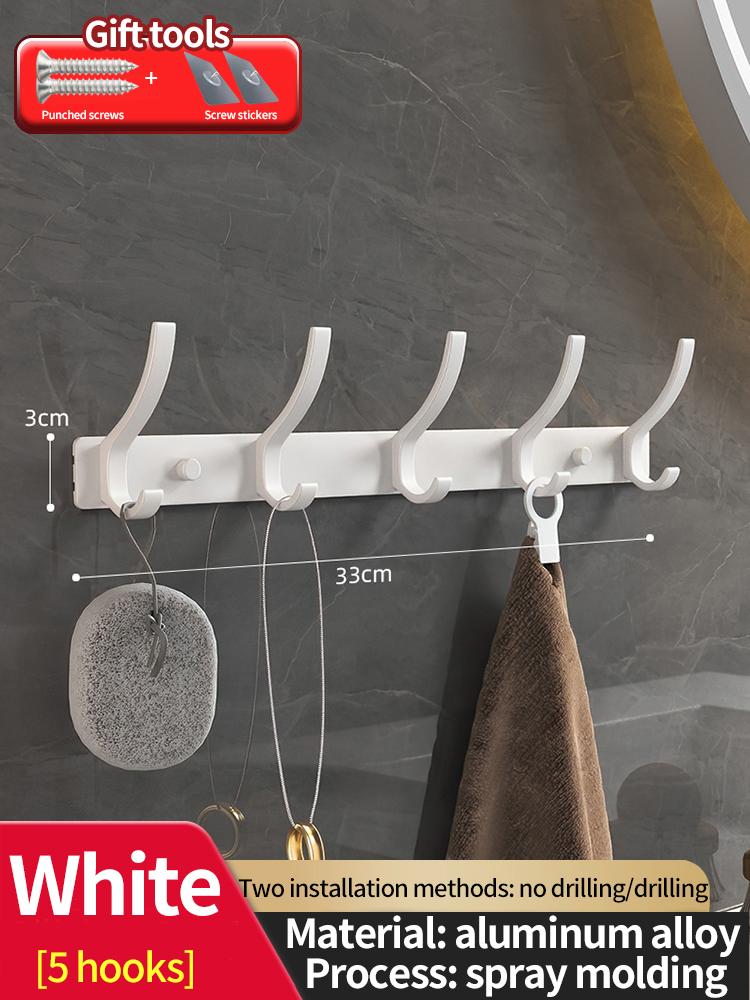 No Drill of Door Hooks, Space Aluminum, Non Perforated Bathroom Hooks, Bedroom Storage, Clothes Hanger Hooks, Wall Clothes Hook