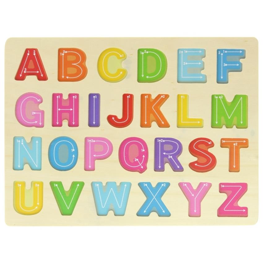 Klocki Alfabet Drewniana Układanka Układanka z Literami Nauka Pisania