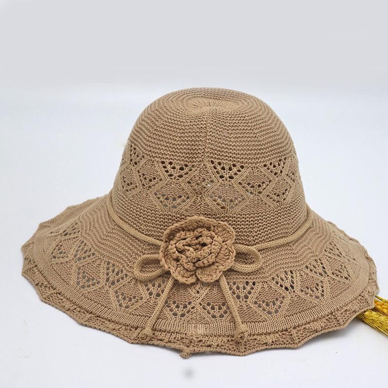 Summer new lace hollow breathable sunscreen hat sun hat travel seaside beach photo straw hat woman