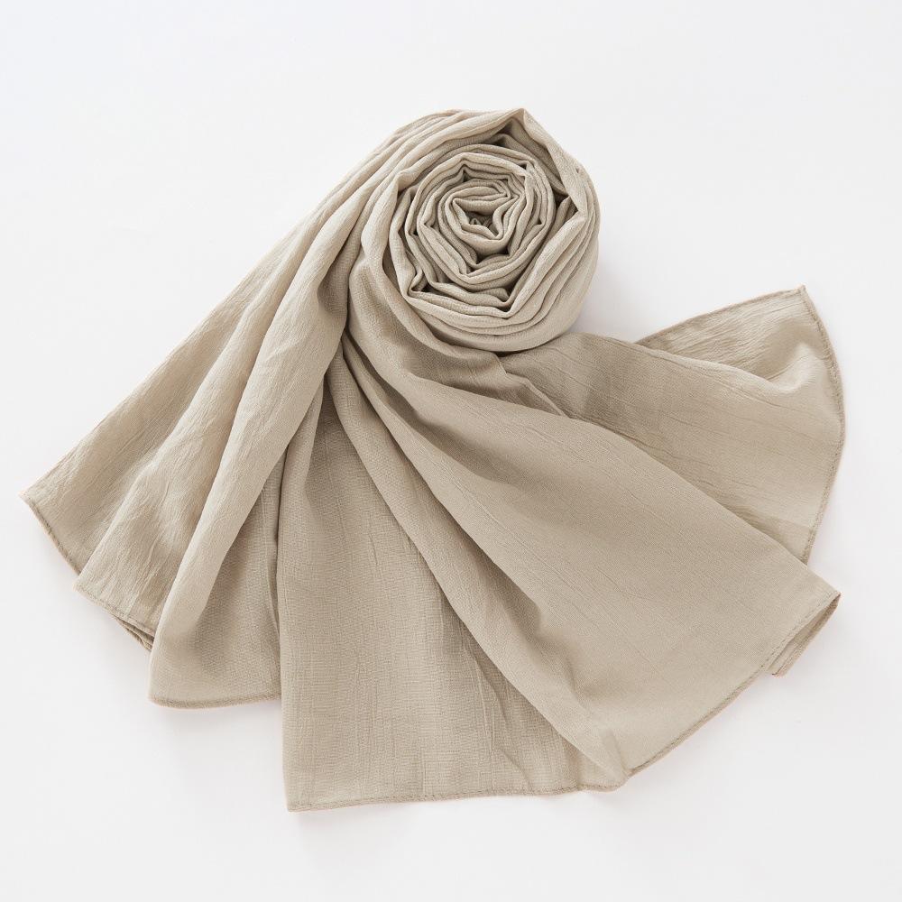 New Breathable Crumpled Scarf For Women Girls Solid Scarves Soft Cotton Wrinkle Pashmina Shawl Foulard Winter Warm Wrap Shawls