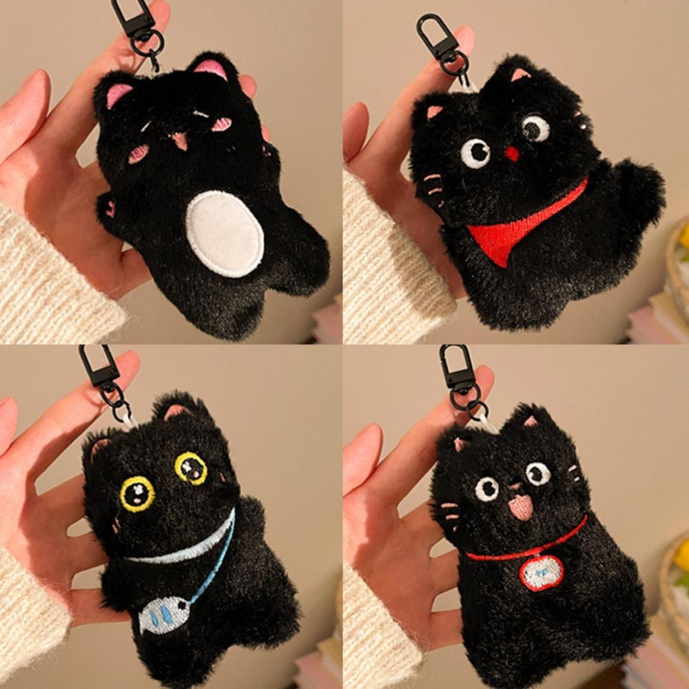 Black Cat Doll Pendant Cute Mini Plush Kitten Charms with Phone Bag Decoration Accessories Boys Girls Gifts Bag Charm