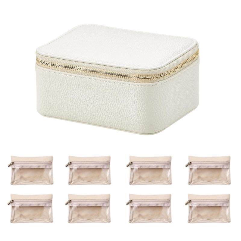 PU Leather Jewelry Organizers Case Multipurpose Jewelry Case with 8 Pockets for Sorting PU Organizers for Daily Use