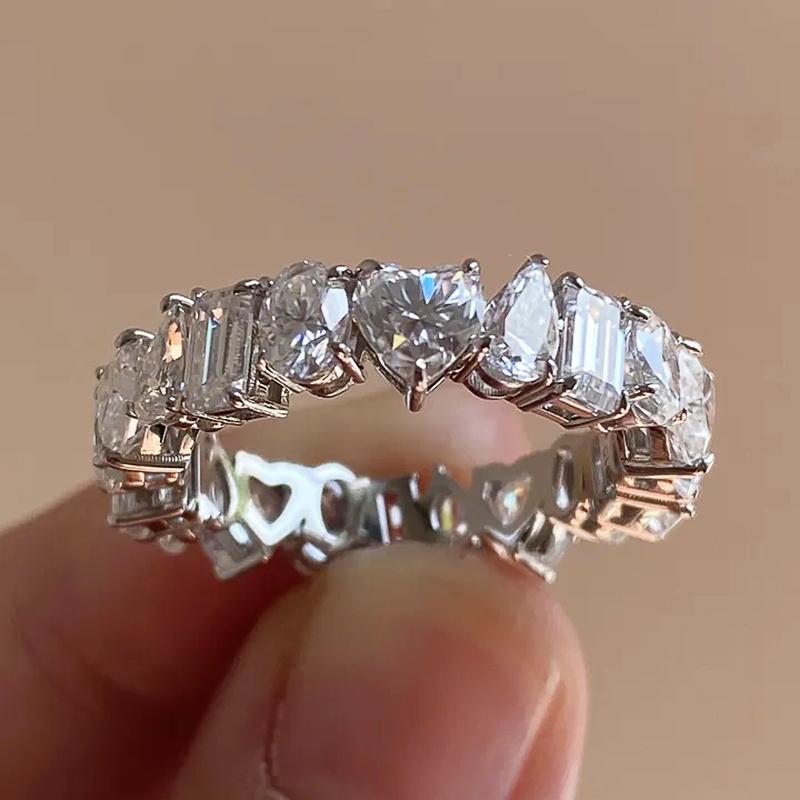 Chic Sparkling Geometric Cubic Zirconia Rings for Women Statement Jewelry Female Fashion Wedding Band Finger Accessories