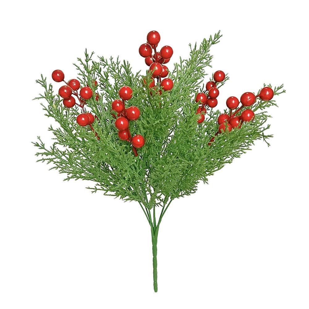 

Red&Green Simulation Red Berry Branches 7 Branches Christmas Pine Stem Festival Favors зелёный