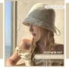 Cotton Linen Bucket Hat Breathable Face Flattering Hat Floral Embroidered Hat Thin Fabric For Daily Commuting Shopping Walking