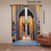 2Pcs Moroccan Curtains Typical Moroccan Door To Old Medina Mediterranean Historical Arch Entrance For Bedroom Living Room And