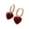 Luxury Red Heart Square Glazed Ear Cuffs