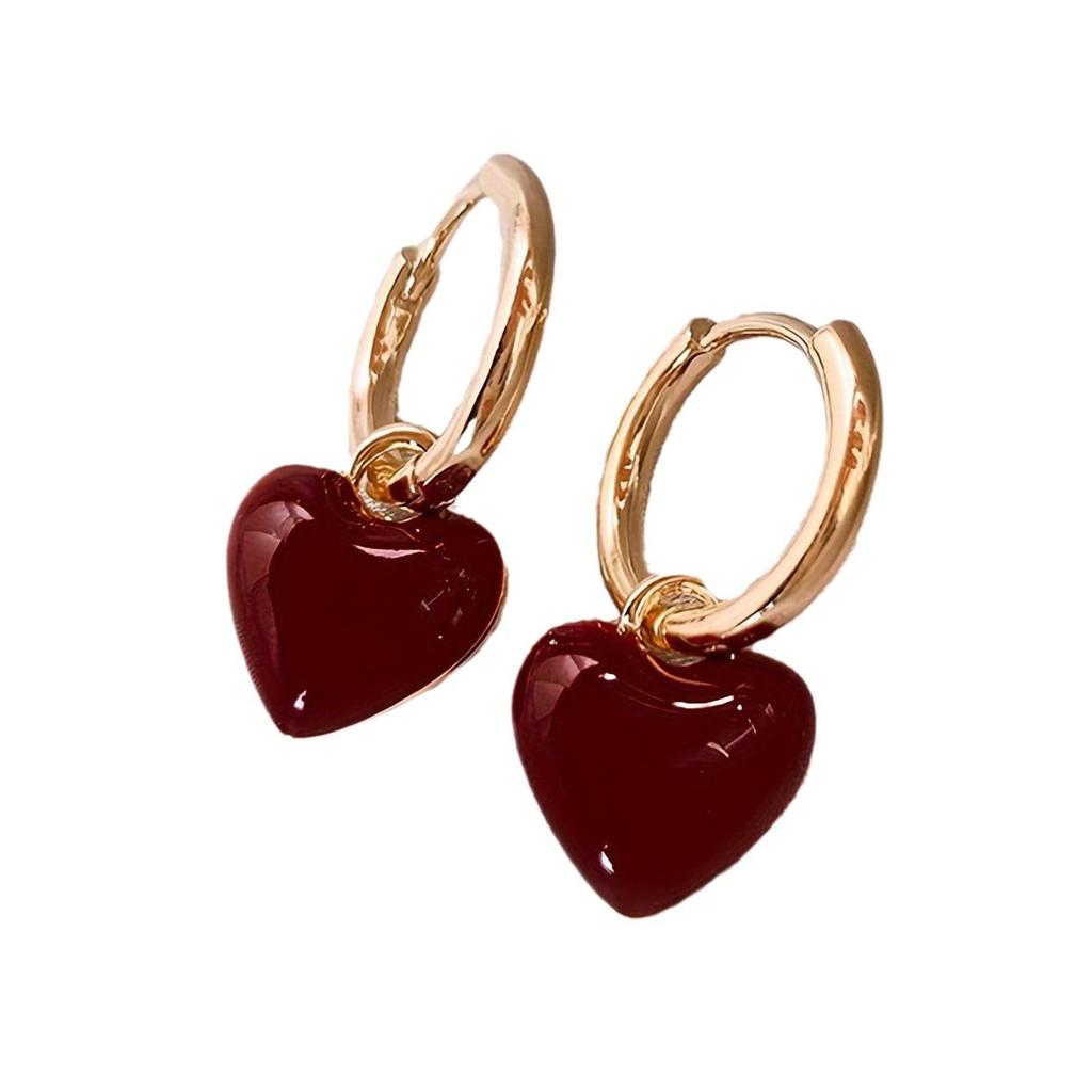 Luxury Red Heart Square Glazed Ear Cuffs