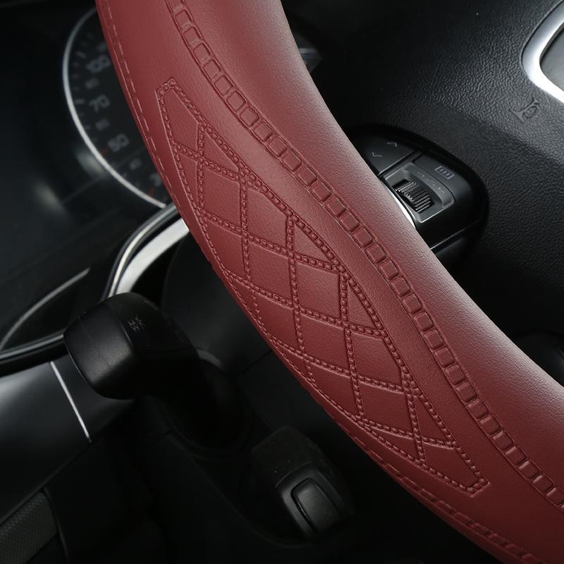 Nappa Leather Embossed Car Steering Wheel Cover - Four Seasons, Comfortable Grip