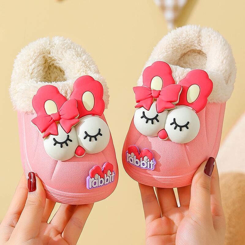 Historically Low Price New Children's Cotton Slippers Boys Indoor Waterproof Non-Slip Fleece-Lined Warm Furry Slippers Winter