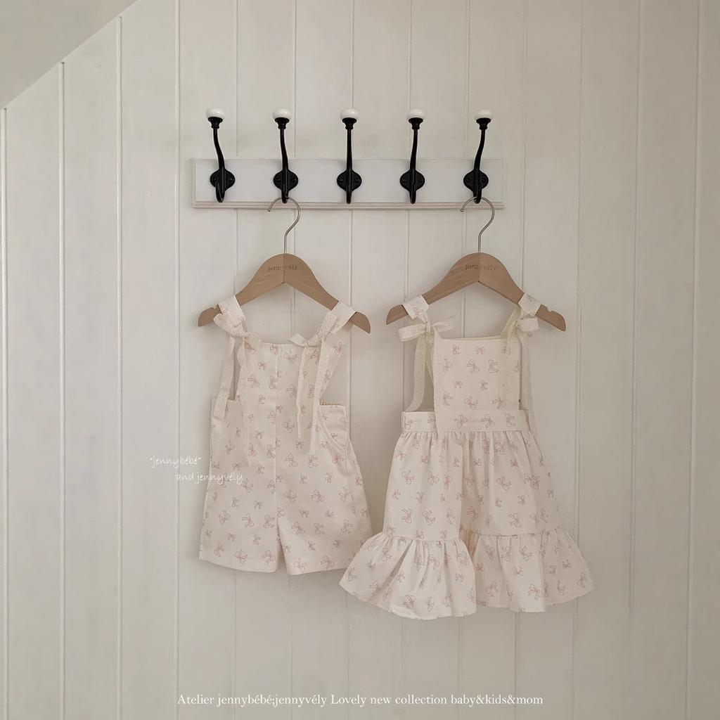 Children's summer clothes 1011 new baby girl sweet bow overalls girls Korean version cute overalls skirt
