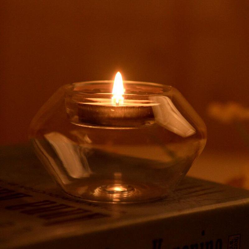 

European Romantic Transparent Glass Candlestick - Creative Home Table Decor 8 cm