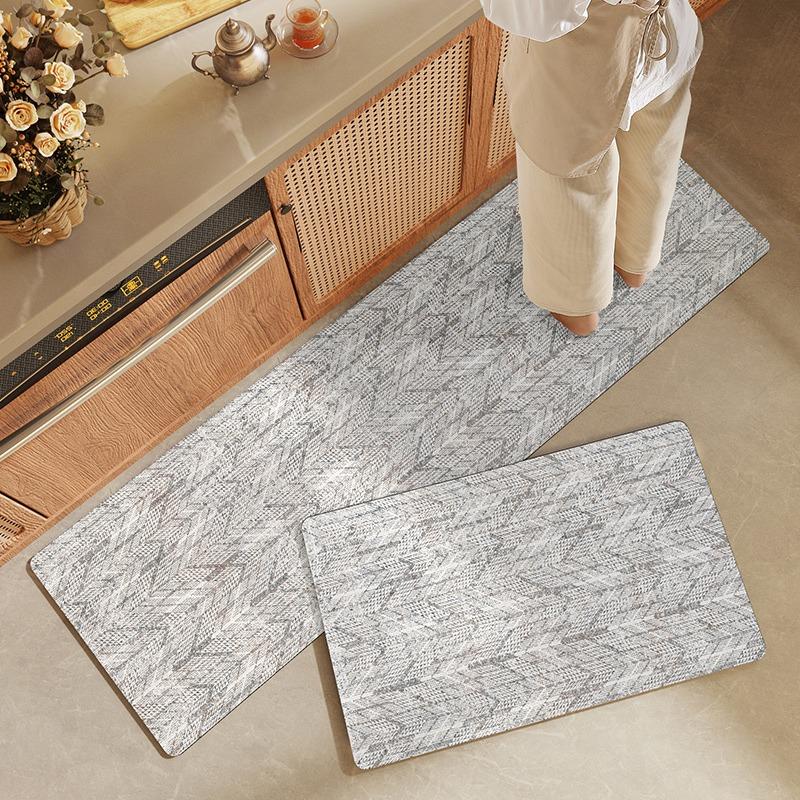 Retro American Style Kitchen Carpet Non-slip Waterproof Oil-proof Kitchen Floor Mat PVC Leather Washable Rug Alfombras De Cocina