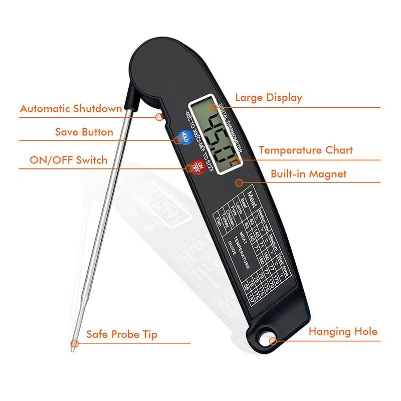 Digital Folding Probe Barbecue Thermometer Grill Food Electronic Oil Temperature Meter Thermometer Kitchen Thermometer For Cooking Oven