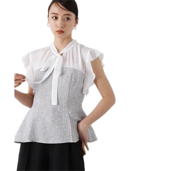 Jill by Jill Stuart Women's Docking Bustier Blouse, 125-3110022, Tweed Gray