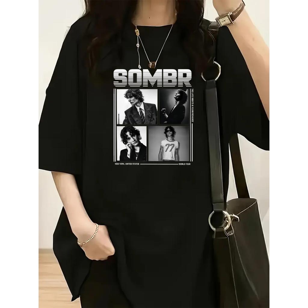 2026 SOMBR Moda Letnia Modny Męski Damski Vintage Top Hip Hop Streetwear Luźny T-shirt Krótki Rękaw Codzienna Odzież Y2K
