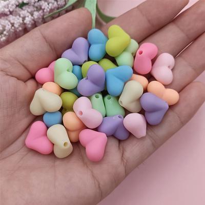 Herz 15x11mm Gummi 60St Einfarbige Perlen Kreative DIY Schmuck Zubehör Herstellung Materialien Mode Handykette