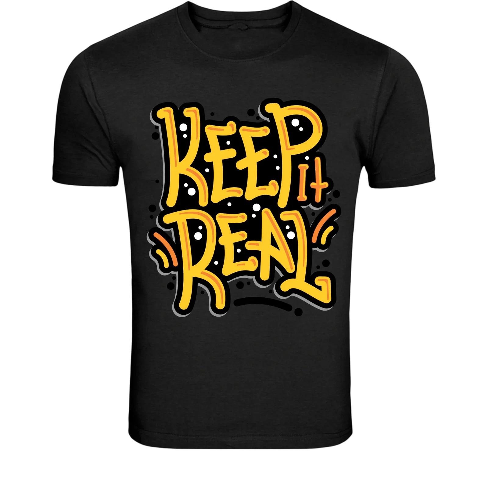 Keep It Real Graffiti Typography T-Shirt - Street Art Urban XXL